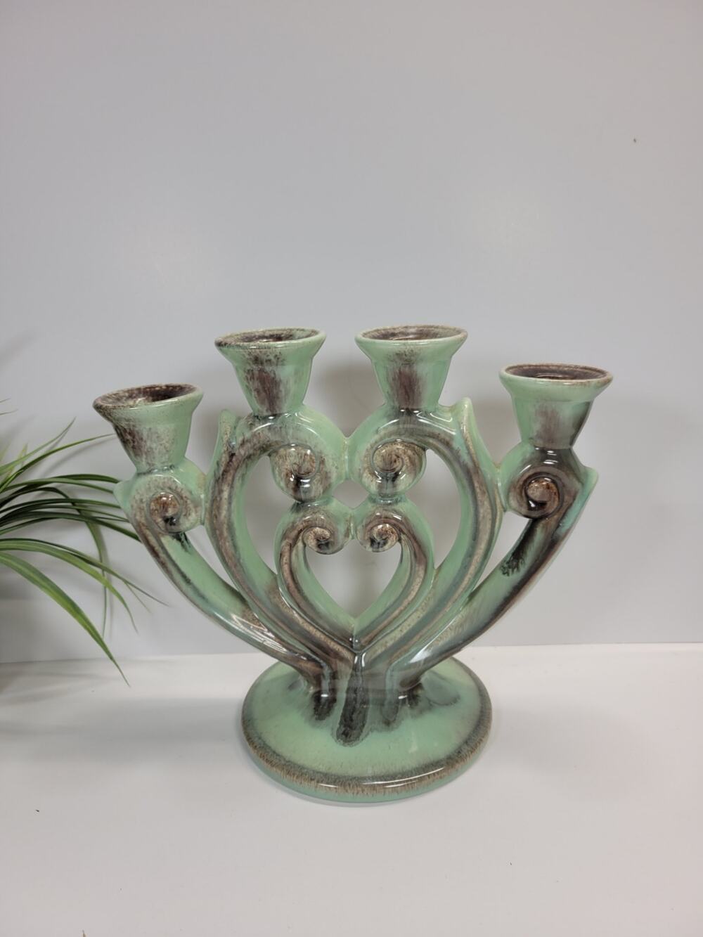 Vintage Eczacıbaşı Turkish Ceramic Candelabra Mid Century Pottery Candle Holder